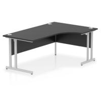 Impulse 1800mm Right Crescent Office Desk Black Top Silver Cantilever Leg