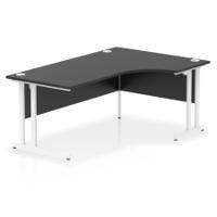 Impulse 1800mm Right Crescent Office Desk Black Top White Cantilever Leg