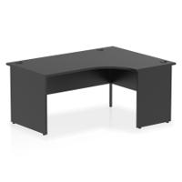 Impulse 1600mm Right Crescent Office Desk Black Top Panel End Leg