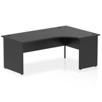 Impulse 1800mm Right Crescent Office Desk Black Top Panel End Leg
