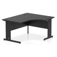 Impulse 1400mm Right Crescent Office Desk Black Top Black Cable Managed Leg