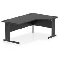 Impulse 1800mm Right Crescent Office Desk Black Top Black Cable Managed Leg