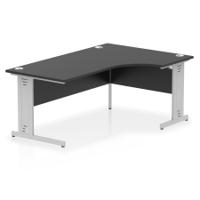 Impulse 1800mm Right Crescent Office Desk Black Top Silver Cable Managed Leg