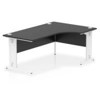 Impulse 1800mm Right Crescent Office Desk Black Top White Cable Managed Leg