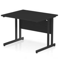 Impulse 1000 x 800mm Straight Office Desk Black Top Black Cantilever Leg