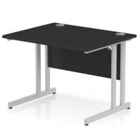 Impulse 1000 x 800mm Straight Office Desk Black Top Silver Cantilever Leg