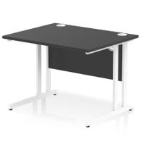 Impulse 1000 x 800mm Straight Office Desk Black Top White Cantilever Leg