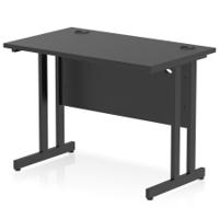 Impulse 1000 x 600mm Straight Office Desk Black Top Black Cantilever Leg