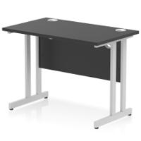 Impulse 1000 x 600mm Straight Office Desk Black Top Silver Cantilever Leg