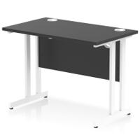Impulse 1000 x 600mm Straight Office Desk Black Top White Cantilever Leg
