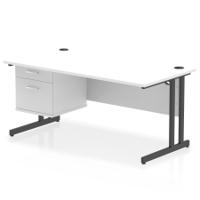 Impulse 1600 x 800mm Straight Office Desk White Top Black Cantilever Leg Workstation 1 x 2 Drawer Fixed Pedestal