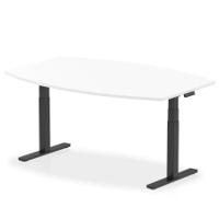High Gloss 1800mm Writable Boardroom Table White Top Black Height Adjustable Leg