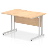 Impulse 1200 x 800mm Scalloped Edge Straight Office Desk Maple Top Silver Cantilever Leg