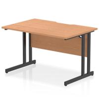 Impulse 1200 x 800mm Scalloped Edge Straight Office Desk Oak Top Black Cantilever Leg