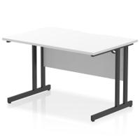 Impulse 1200 x 800mm Scalloped Edge Straight Office Desk White Top Black Cantilever Leg