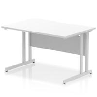 Impulse 1200 x 800mm Scalloped Edge Straight Office Desk White Top Silver Cantilever Leg