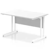 Impulse 1200 x 800mm Scalloped Edge Straight Office Desk White Top White Cantilever Leg