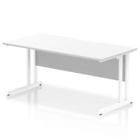 Impulse 1600 x 800mm Scalloped Edge Straight Office Desk White Top White Cantilever Leg