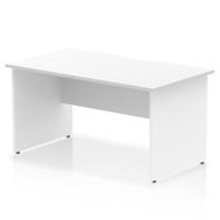 Impulse 1400 x 800mm Scalloped Edge Straight Office Desk White Top Panel End Leg