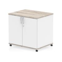 Impulse 600mm Deep Mobile Cupboard Grey Oak and White
