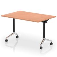Impulse Plus Flip Top 1200mm Rectangular Table With Chrome Foot Beech Top