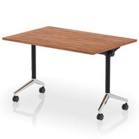 Impulse Plus Flip Top 1200mm Rectangular Table With Chrome Foot Walnut Top