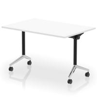 Impulse Plus Flip Top 1200mm Rectangular Table With Chrome Foot White Top