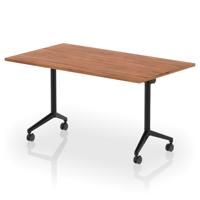Impulse Plus Flip Top 1400mm Rectangular Table With Black Foot Walnut Top