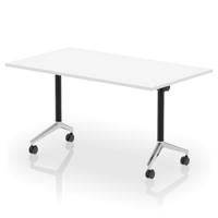 Impulse Plus Flip Top 1400mm Rectangular Table With Chrome Foot White Top