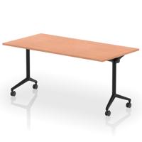 Impulse Plus Flip Top 1600mm Rectangular Table With Black Foot Beech Top