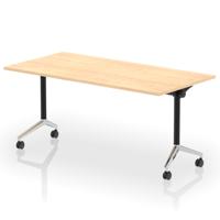 Impulse Plus Flip Top 1600mm Rectangular Table With Chrome Foot Maple Top