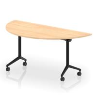 Impulse Plus Flip Top 1600mm Semi-Circle Table With Black Foot Maple Top