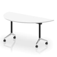Impulse Plus Flip Top 1600mm Semi-Circle Table With Chrome Foot White Top