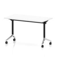 Impulse Plus Flip Top 1200 x 600mm Slimline Rectangular Table With Chrome Foot White Top