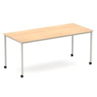 Impulse 1800mm Straight Table Maple Top Silver Box Frame Leg with Castors