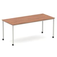 Impulse 1800mm Straight Table Walnut Top Silver Box Frame Leg with Castors
