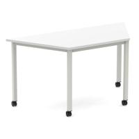 Impulse 1600mm Trapezium White Top Silver Box Frame Leg with Castors