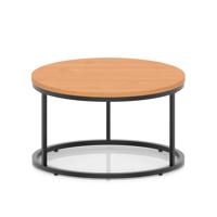Impulse 800mm Round Coffee Table With Metal Frame Beech Top Black Leg