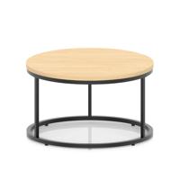 Impulse 800mm Round Coffee Table With Metal Frame Maple Top Black Leg