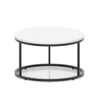 Impulse 800mm Round Coffee Table With Metal Frame White Top Black Leg