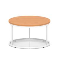 Impulse 800mm Round Coffee Table With Metal Frame Beech Top White Leg