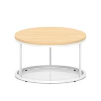 Impulse 800mm Round Coffee Table With Metal Frame Maple Top White Leg