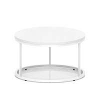 Impulse 800mm Round Coffee Table With Metal Frame White Top White Leg