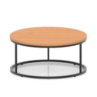 Impulse 1000mm Round Coffee Table With Metal Frame Beech Top Black Leg