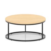 Impulse 1000mm Round Coffee Table With Metal Frame Maple Top Black Leg