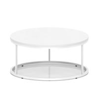 Impulse 1000mm Round Coffee Table With Metal Frame White Top White Leg