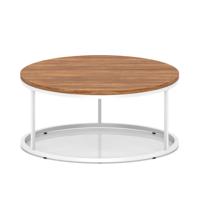 Impulse 1000mm Round Coffee Table With Metal Frame Walnut Top White Leg