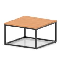 Impulse 800mm Square Coffee Table With Metal Frame Beech Top Black Leg