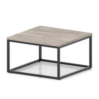 Impulse 800mm Square Coffee Table With Metal Frame Grey Oak Top Black Leg