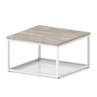 Impulse 800mm Square Coffee Table With Metal Frame Grey Oak Top White Leg